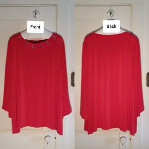 Split Bell-Sleeve Blouse w/Grommet Neckline Sz 30